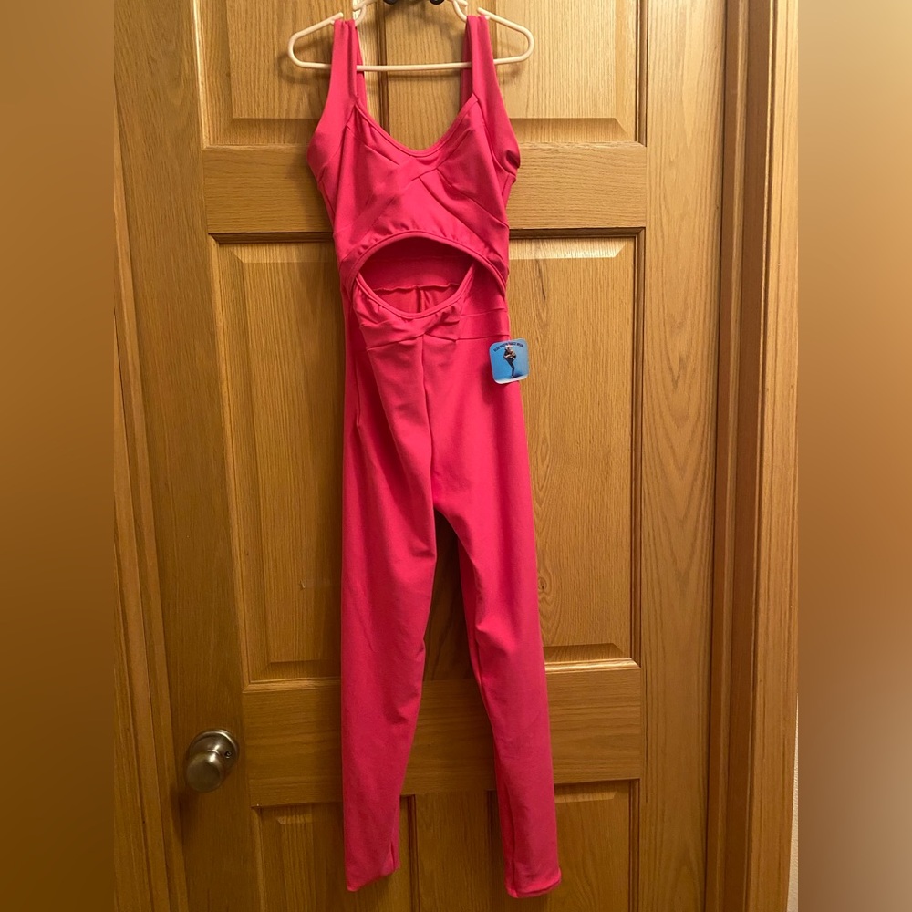 Blue Water unitard child large pink…brand new with tags on.